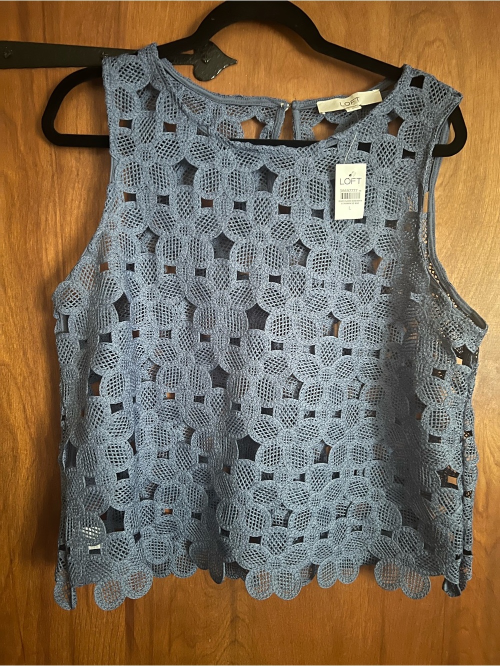 LOFT Dusty Blue Crochet Sleeveless Camisole